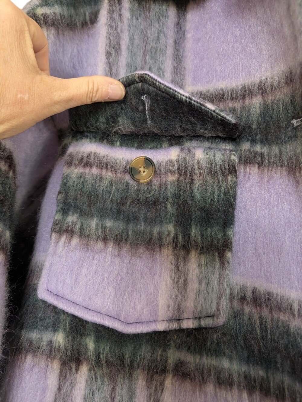 Forever 21+ Purple Plaid Brushed Shacket Jacket | Oversized Button Front | 2X - Picture 4 of 10